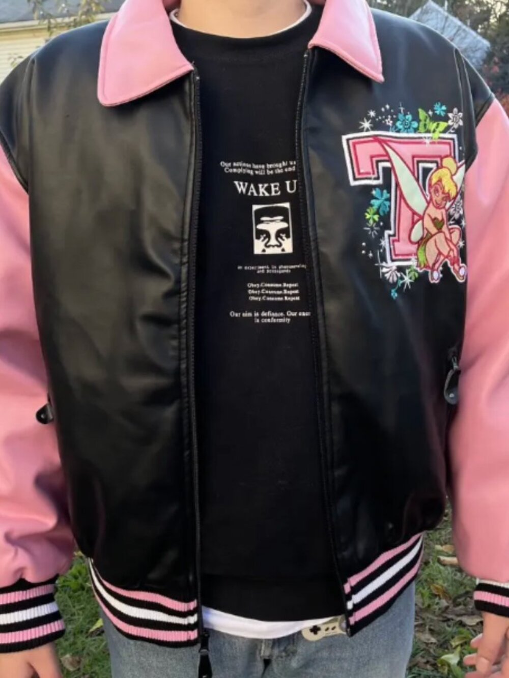 MINT DisneyStore Y2k Tinkerbell Fauxleather Bomber Jacket small RARE